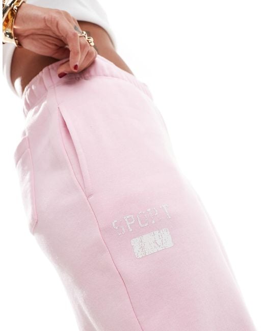 PacSun Pink Sport Slogan Wide Leg Tracksuit Pants