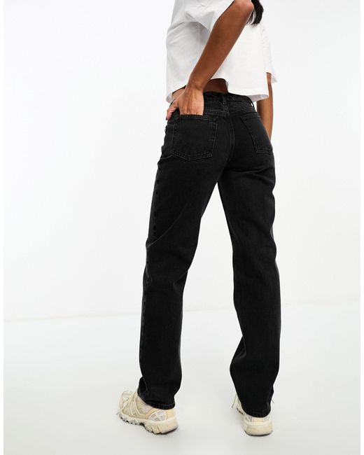 Monki Black Moop Low Rise Straight Leg Jeans