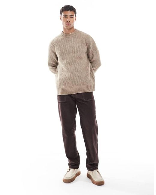 Jack & Jones Natural Oversize Thick Ribbed Jumper for men