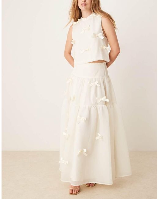 Falda Midi Blanca Con Lazos De X Asos Sister Jane de color Natural