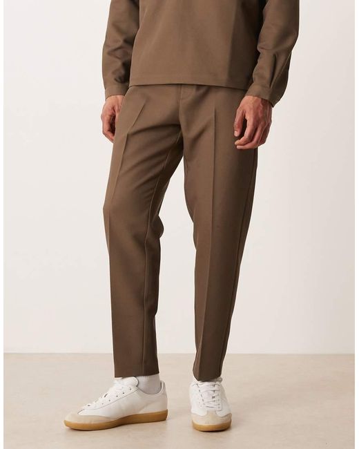 ASOS Natural Co-Ord Tapered Twill Trouser for men