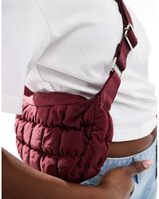 Cotton On White Cotton On Mini Bowie Quilted Bubble Crescent Bag