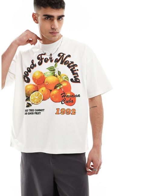 T-shirt bianca con stampa di arance di Good For Nothing in Gray da Uomo