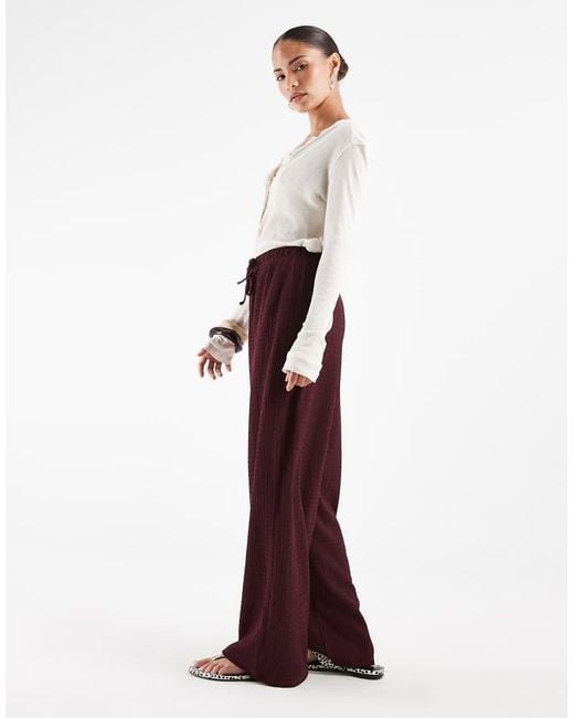Only Petite White Textured Wide Leg Trousers