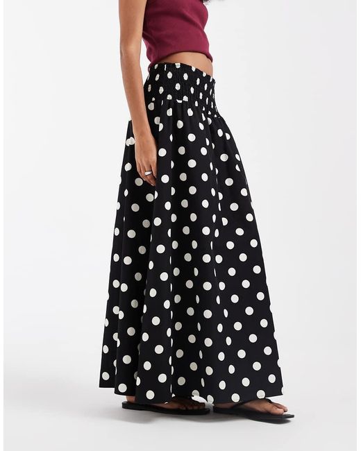 ASOS White Shirred Waist Maxi Skirt