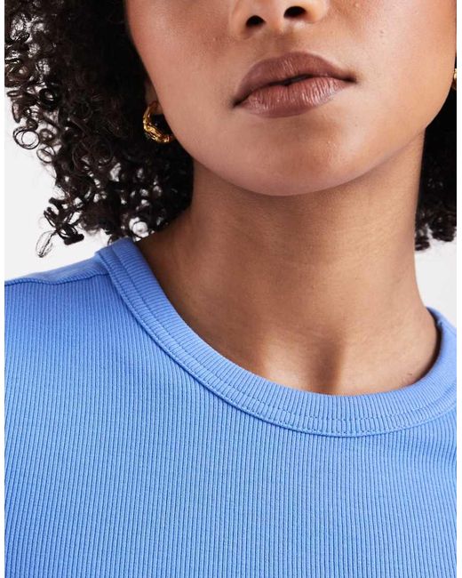 ONLY Blue Ribbed T-shirt