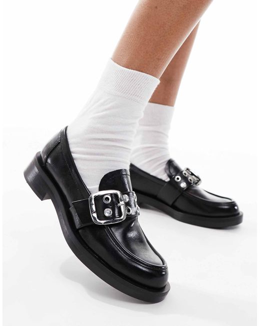 Stradivarius White Buckle Detail Loafer