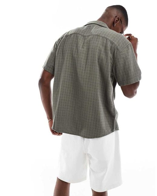 Only & Sons Gray Short Sleeve Linen Textured Shirt for men