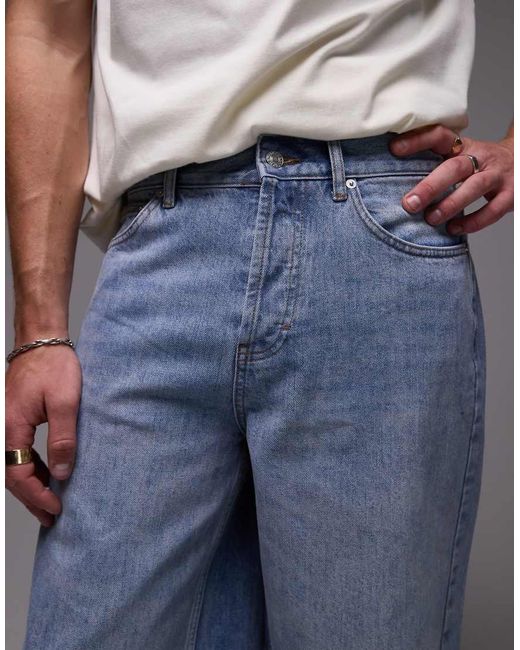 Topman Gray Denim Mid Length Jort for men