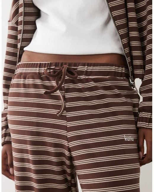 Kaiia Brown Jersey Fleece Wide Leg Drawstring Trousers Co-Ord