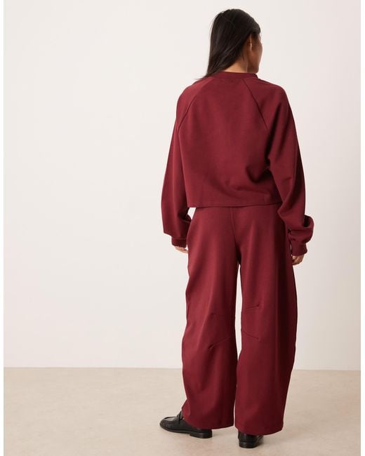 ASOS Red Asos Design Petite Interlock Barrel Leg jogger