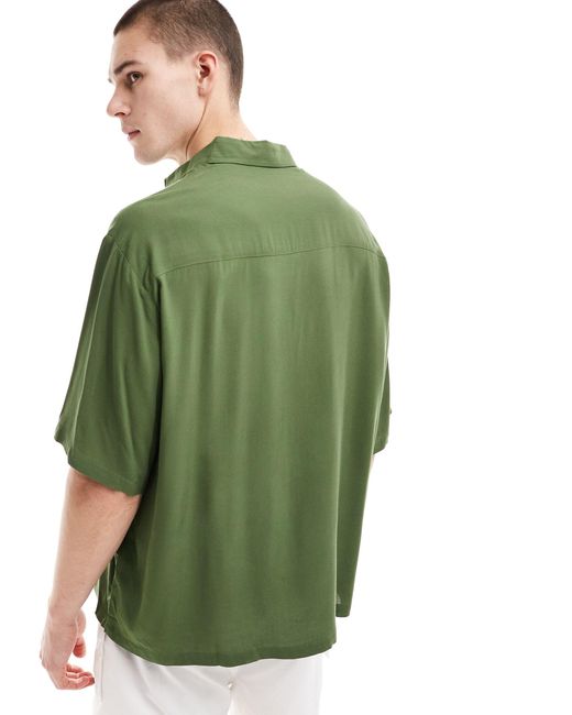 ASOS Green Oversized Viscose Shirt for men