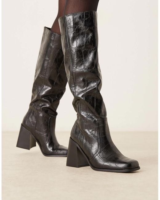 Raid Black Renzo Block Heel Knee Boots