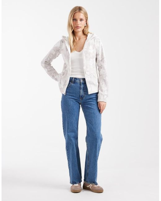 Hollister White Zip Through Hoodie