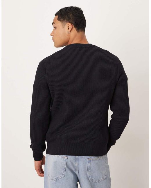 Mango Blue Cotton Round Neck Jumper for men