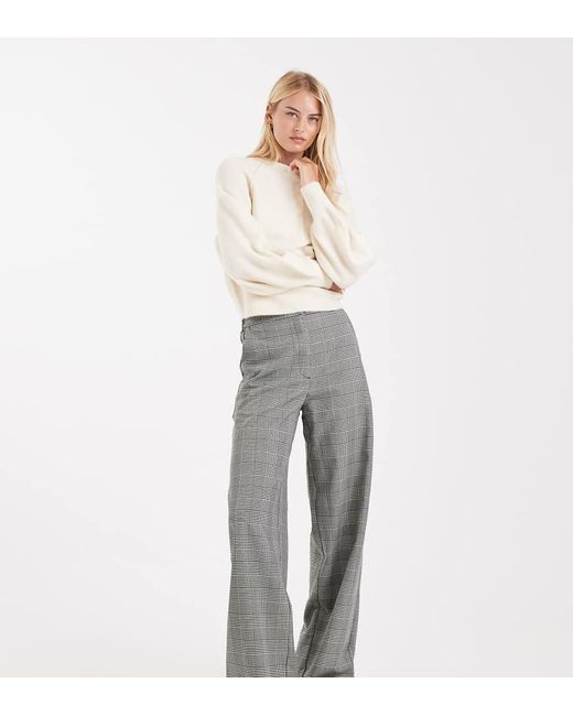 Pantalones De Sastre Monocromáticos De Pernera Recta Holgada Con Estampado De Pata De Gallo De Asos Design Tall ASOS de color Gray