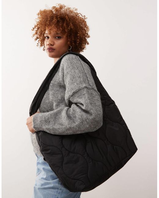 Weekday Black Quilted Tote Bag