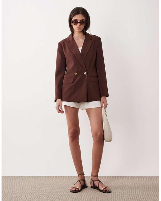 Miss Selfridge Brown Double Breasted Blazer