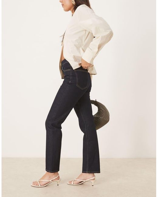 ASOS Natural High Rise Slim Straight Ankle Grazer Jean