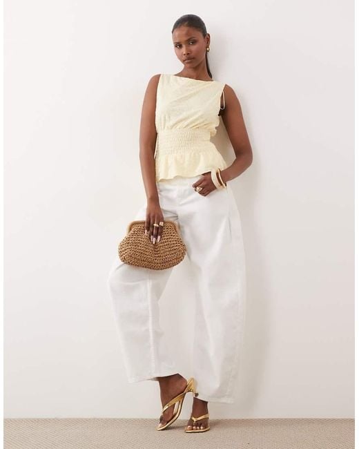 Gina Tricot Natural Lace Smock Top