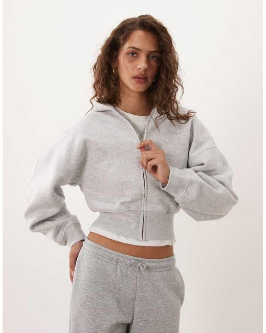 Tala White Cocoon Zip Through Hoodie