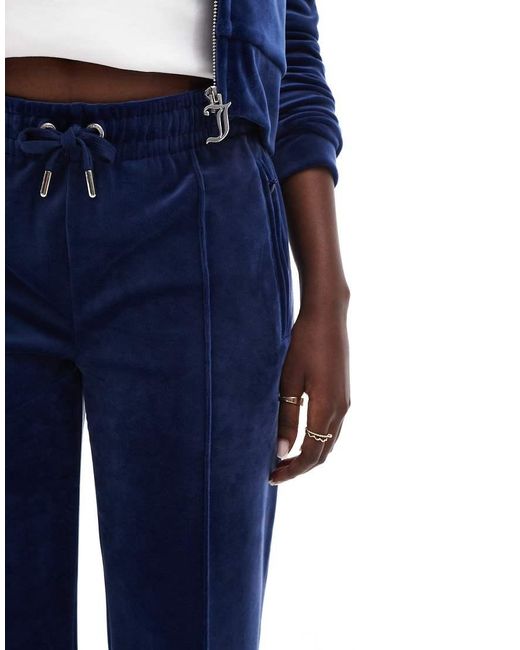 Juicy Couture Velours Joggingbroek Met Rechte Pijpen in het Blue
