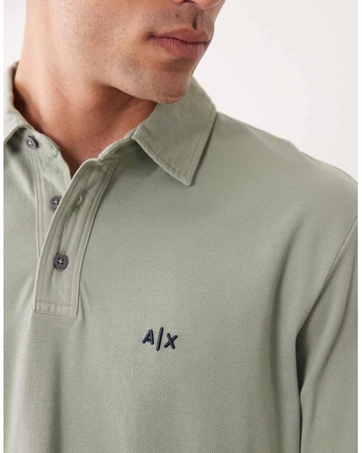 ARMANI EXCHANGE Green Short Sleeve Logo Polo for men