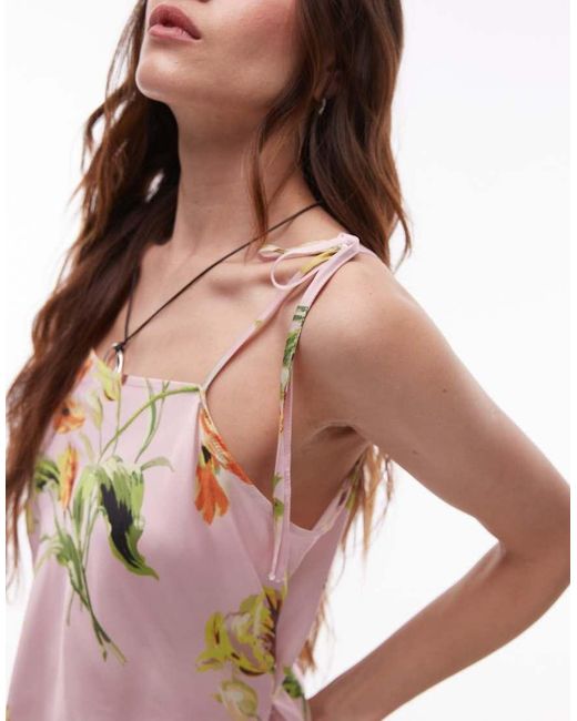 ASOS Multicolor Satin Tie Front Midi Slip Dress
