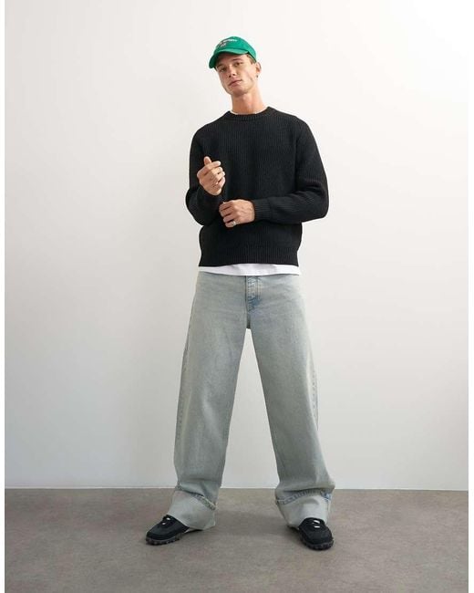 Topman Black Classic Fit Fisherman Knit Jumper for men