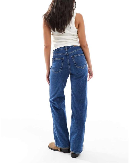 Vero Moda Blue Tessa Retro Pocket Detail Wide Leg Jeans