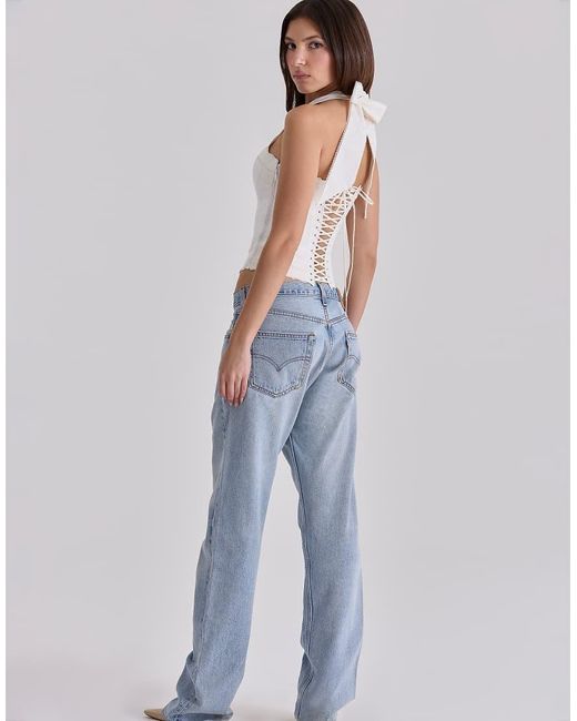 House Of Cb White Cosette Halter Neck Cotton Top