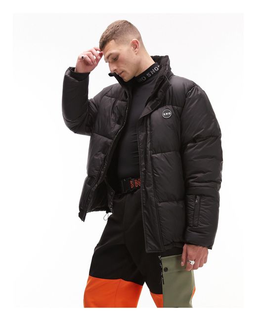 Topman Black Sno Ski Puffer Jacket for men