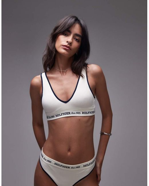 Bralette Azul Marino Y Blanco Con Logo De Tommy Hilfiger de color Multicolor