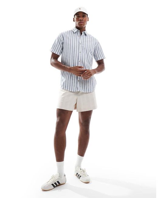 Jack & Jones White Oxford Stripe Short Sleeve Shirt for men