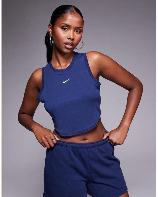Nike Blue – geripptes essential-tanktop mit cropped-schnitt