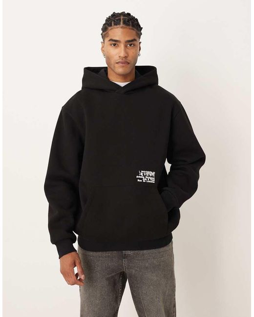 ASOS Ruimvallende Hoodie Met Tekstprint in het Black voor heren