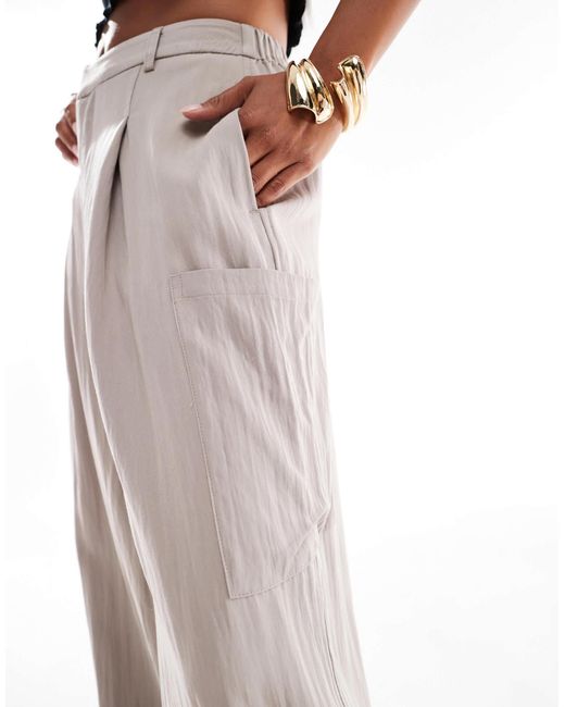 ASOS White Petite Barrel Leg Utility Trousers