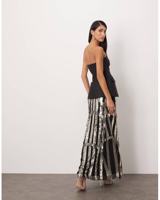 Jupe longue avec motif linéaire ornementé ARRANGE en coloris White