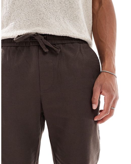 Only & Sons – verkürzte hose aus leinenmix in White für Herren