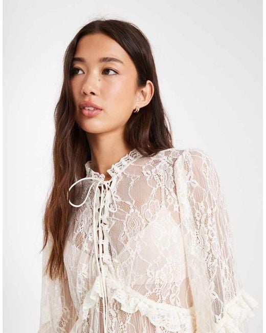 miss selfridge white lace dress Miss Selfridge Tiered Lace Maxi Dress in White