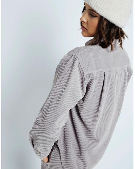 River Island White – locker geschnittenes hemd aus cord
