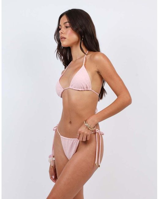 SIMMI Pink Chevron Tie Side Bikini Bottoms