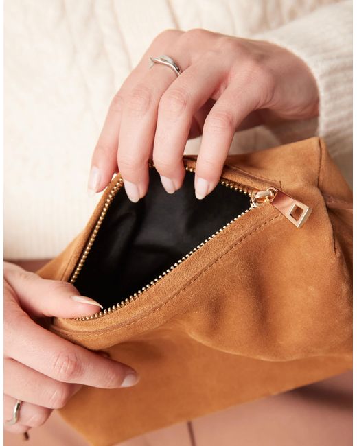 ASOS Gray – kastige wildleder-schultertasche