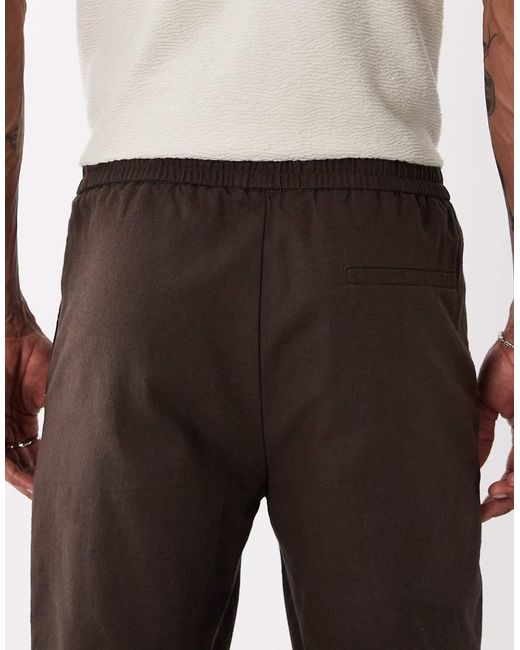 Only & Sons Natural Linen Mix Tie Waist Shorts for men