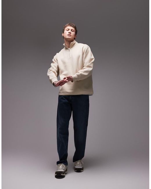 Topman Natural 1/4 Zip Sweatshirt for men