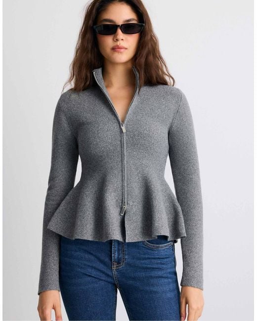 Stradivarius Blue Strickpullover mit schößchen