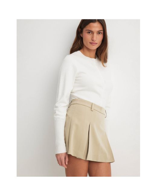 NA-KD Natural Pleated Mini Skirt