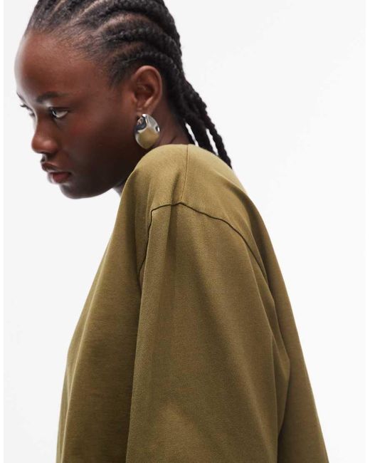 ASOS Green Long Sleeve Boxy Cropped T-shirt