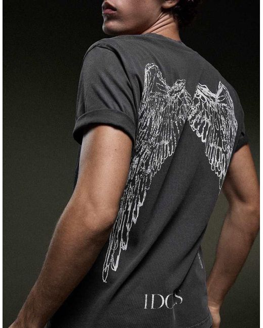 Bershka Black Short Sleeve Yungblud Print T-Shirt for men