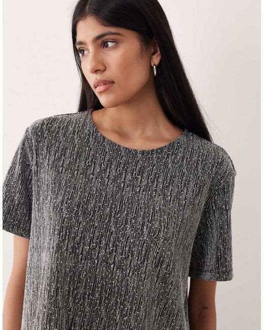 Vila Gray Glitter T-shirt Co-ord